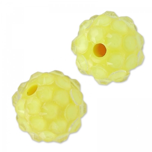 Resin bead with strass  12 mm Crystal/Jonquil x5