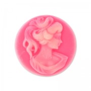 Round resin cameo Lady 30mm Pink x1|raw }}
