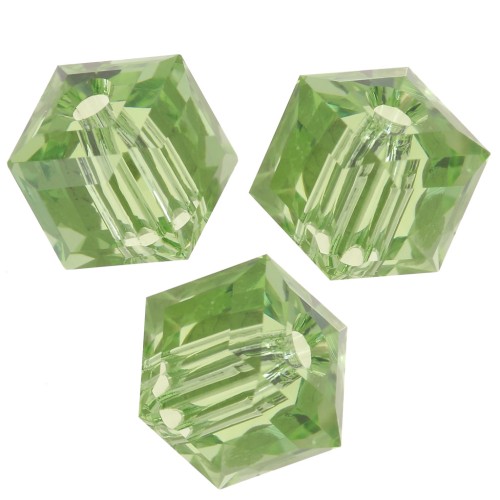 6mm Swarovski 5601 Cube - Reinvented Peridot x1