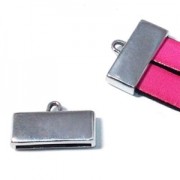 Terminator for flat lace 20 mm 23x13 mm Antique Silver Plating x1