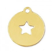 925 Sterling Silver star charm 13 mm gold plated x1