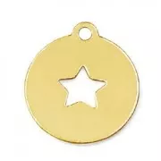 925 Sterling Silver star charm 13 mm gold plated x1