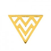 925 Sterling Silver etnic triangle spacer 16 mm Gold tone plated x1
