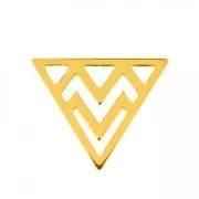 925 Sterling Silver etnic triangle spacer 16 mm Gold tone plated x1