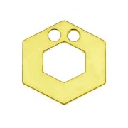 Two holes pendant hexagon 14 mm Silver 925 fine Gold plated x1|raw }}