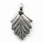 Silver leaf-shaped charms 18x13mm x1