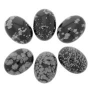 Oval cabochon 25x18mm Snowflake Obsidian