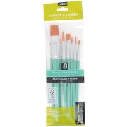 Set of 8 round and flat polyamide brushes Pébéo - Doré
