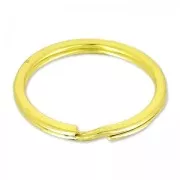 Round shape keyring 25mm gold tone x1