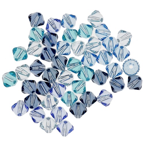 Mix of Swarovski 5328 Crystal Bicones 4mm Blue x50