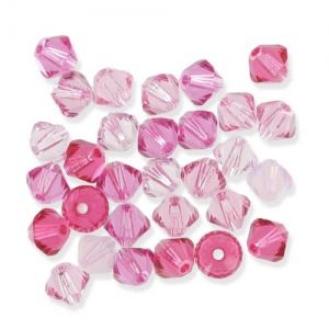 Mix of Swarovski crystal spinning tops 5328 3 mm Pink x50