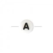 Ceramic bead letter 8 mm black/white - A x1