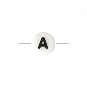 Ceramic bead letter 8 mm black/white - A x1