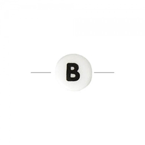 Ceramic bead letter 8 mm black/white - B x1
