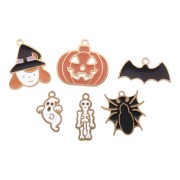 304L stainless steel Halloween epoxy charm mix - by Perles&Co - Gold x6