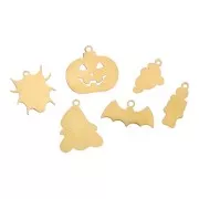 304L stainless steel Halloween epoxy charm mix - by Perles&Co - Gold x6