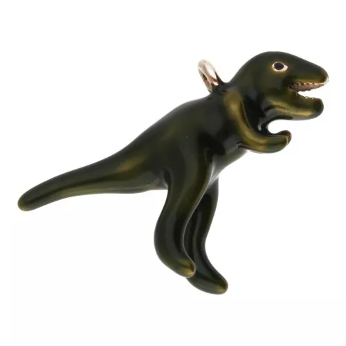 20x28mm 304L stainless steel Dinosaur pendant T-Rex epoxy resin - gold - Green x1