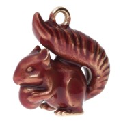 21x20mm 304L stainless steel squirrel pendant with epoxy resin - Gold - Brown x1