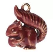 21x20mm 304L stainless steel squirrel pendant with epoxy resin - Gold - Brown x1