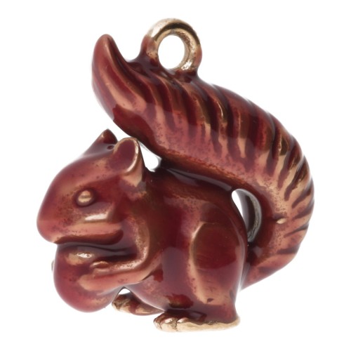 21x20mm 304L stainless steel squirrel pendant with epoxy resin - Gold - Brown x1