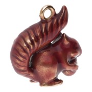 21x20mm 304L stainless steel squirrel pendant with epoxy resin - Gold - Brown x1