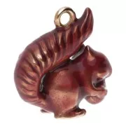 21x20mm 304L stainless steel squirrel pendant with epoxy resin - Gold - Brown x1