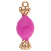 20x7mm 304L stainless steel Candy charm with epoxy resin - Gold - Rose x1|raw }}