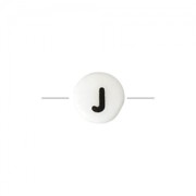 Ceramic bead letter 8 mm black/white - J x1