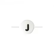 Ceramic bead letter 8 mm black/white - J x1