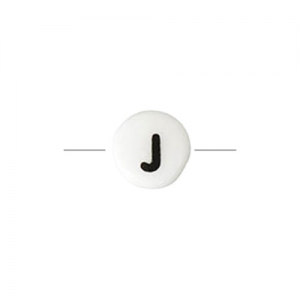 Ceramic bead letter 8 mm black/white - J x1