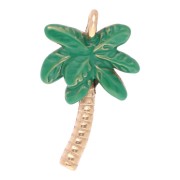 17x10mm 304L stainless steel Palm tree charm with epoxy resin - Gold - Green x1|raw }}