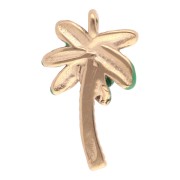 17x10mm 304L stainless steel Palm tree charm with epoxy resin - Gold - Green x1