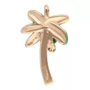 17x10mm 304L stainless steel Palm tree charm with epoxy resin - Gold - Green x1