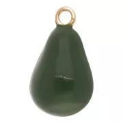 18x10.5mm 304L Stainless Steel Avocado Charm with Epoxy Resin - Gold - Green x1