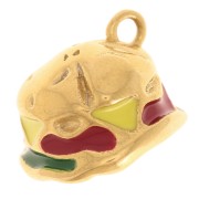 18x17mm 304L Stainless Steel Hamburger Charm Epoxy Resin - Multicolor x1|raw }}