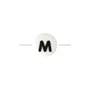 Ceramic bead letter 8 mm black/white - M x1