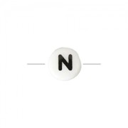 Ceramic bead letter 8 mm black/white - N x1