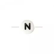 Ceramic bead letter 8 mm black/white - N x1