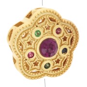 12mm Flower bead star pattern with zirconium oxides - Fine gold plated x1