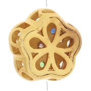 12mm Flower bead star pattern with zirconium oxides - Fine gold plated x1