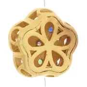 12mm Flower bead star pattern with zirconium oxides - Fine gold plated x1
