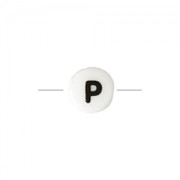 Ceramic bead letter 8 mm black/white - P x1