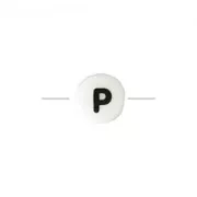 Ceramic bead letter 8 mm black/white - P x1
