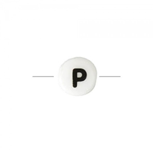 Ceramic bead letter 8 mm black/white - P x1