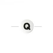 Ceramic bead letter 8 mm black/white - Q x1