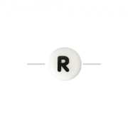 Ceramic bead letter 8 mm black/white - R x1|raw }}