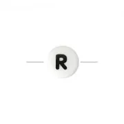 Ceramic bead letter 8 mm black/white - R x1