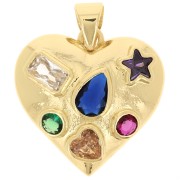 19mm heart pendant with zirconium oxides - Fine gold plated x1|raw }}