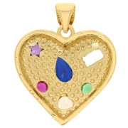 19mm heart pendant with zirconium oxides - Fine gold plated x1