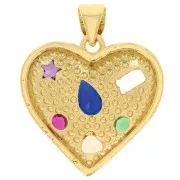 19mm heart pendant with zirconium oxides - Fine gold plated x1